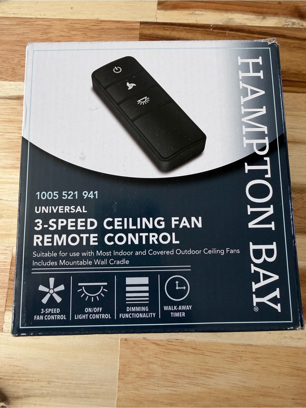 New Hampton Bay Universal 3-Speed Ceiling Fan Remote Control - Black